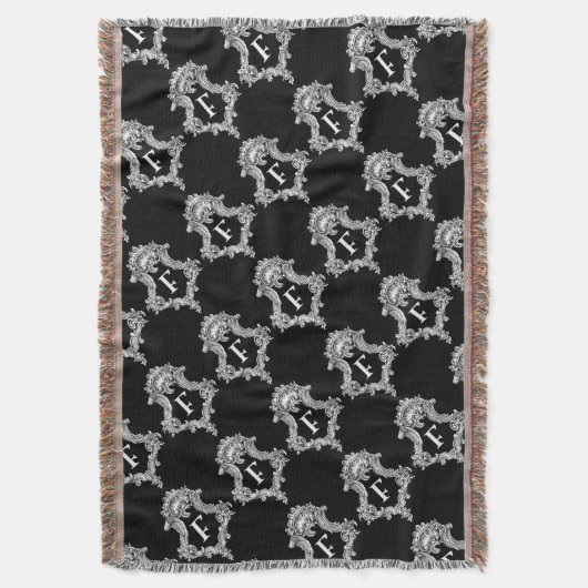 Couverture F Monogram Initial Plaid de jet (devant Vertical)