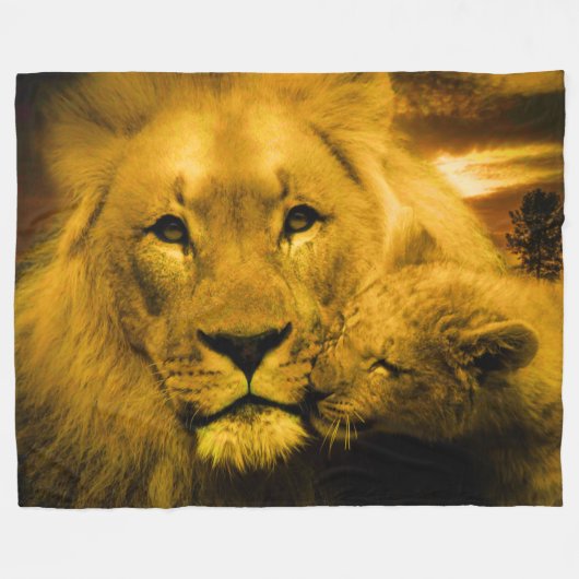 Couverture faite sur commande de lion et d'ouatine (Devant (Horizontal))