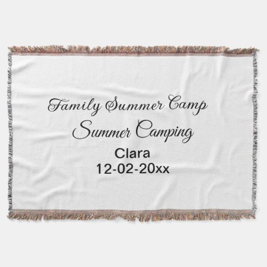 Couverture Famille camping vacances personnalisée ajouter nom (Devant)