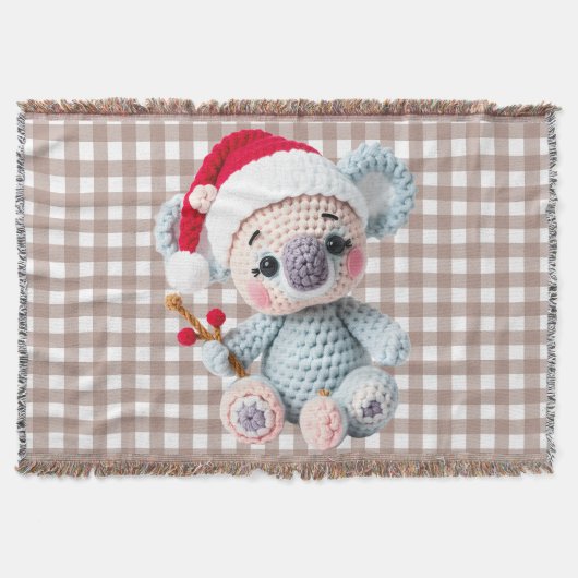 Couverture Faux Yarn Notch-Hook Koala Christmas Design (Devant)