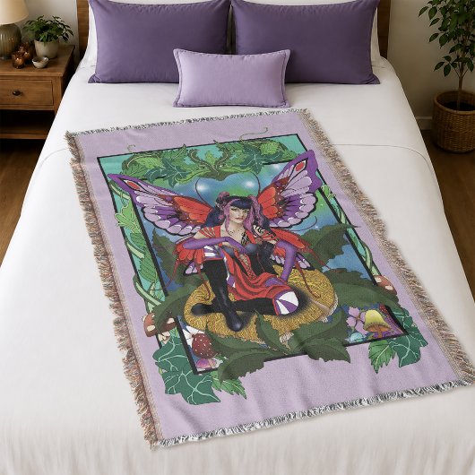 Couverture Fée Rebelle Enchantée Gothique Violet Rouge