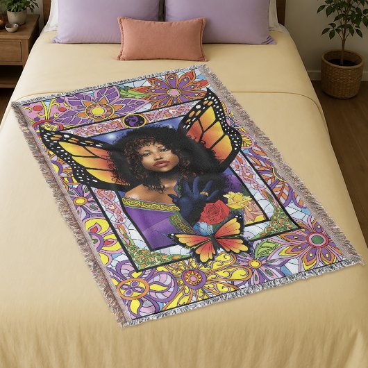 Couverture Fée Reine Papillon Vitrail Violet