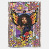 Couverture Fée Reine Papillon Vitrail Violet (devant Vertical)