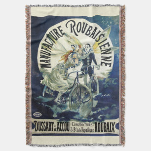Couverture Fées Art Nouveau Vintage, Pierrot à bicyclette Lun