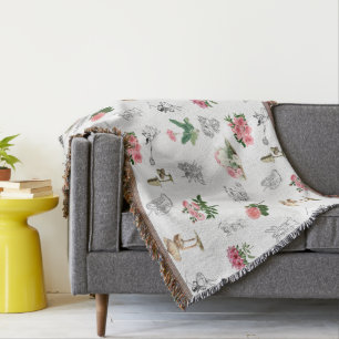 Couverture Fées Rose Floral & Champignons Motif de fées