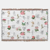 Couverture Fées Rose Floral & Champignons Motif de fées (Devant)
