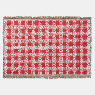 Couverture Ferme vintage en dentelle rouge de Noël