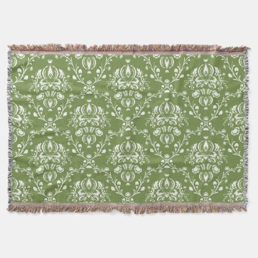 Couverture Fern Vert et blanc Damas (Devant)
