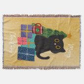 Couverture Festif Orange Joyeux Noël Cute Cat Coffee Art (Devant)