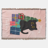 Couverture Festif rose Joyeux Noël Cute Cat Coffee Art (Devant)