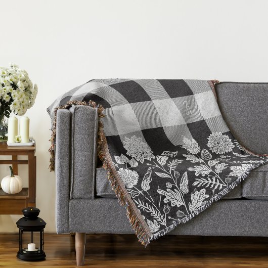 Couverture Feuillage Automne Fleurs et feuillage Noir Plaqué