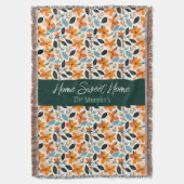 Couverture Feuillage et fleurs orange et bleu Personnalisé (devant Vertical)