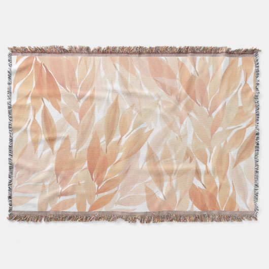 Couverture Feuillage rose poudré aquarelle terracotta (Devant)