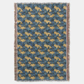 Couverture Feuille de Ginkgo Bleu Patine et Or (devant Vertical)
