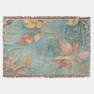 Couverture Feuille de Pêche Élégante Confortable Cyan Blush F