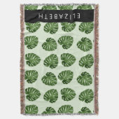 Couverture Feuilles de palme, Motif tropical, Votre nom (devant Vertical)