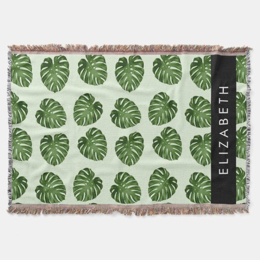 Couverture Feuilles de palme, Motif tropical, Votre nom (Devant)