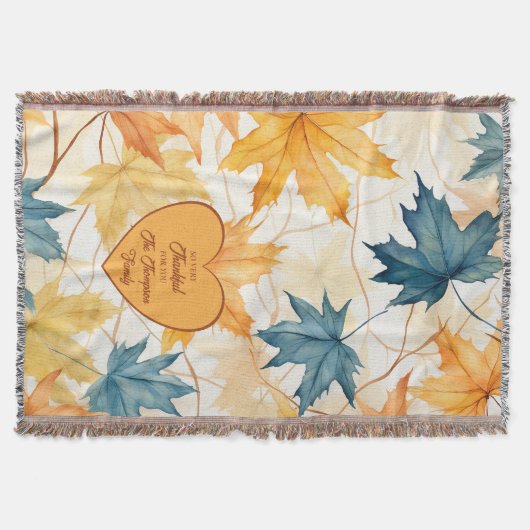 Couverture Feuilles d'érable personnalisés Thanksgiving Heart (Devant)