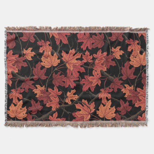 Couverture Feuilles d'érable rouges d'automne sur fond noir (Devant)