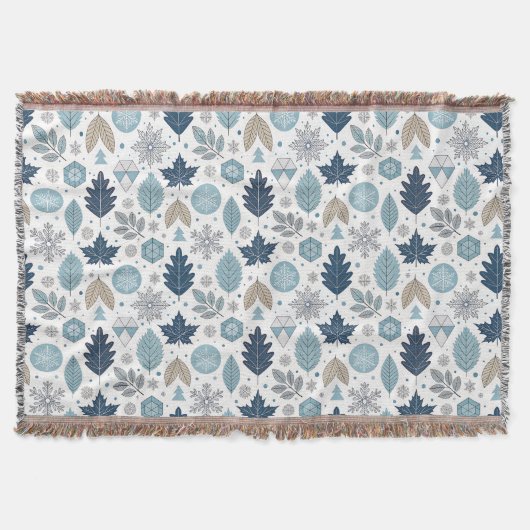 Couverture Feuilles d'hiver et Formes de neige Jeter la couve (Devant)