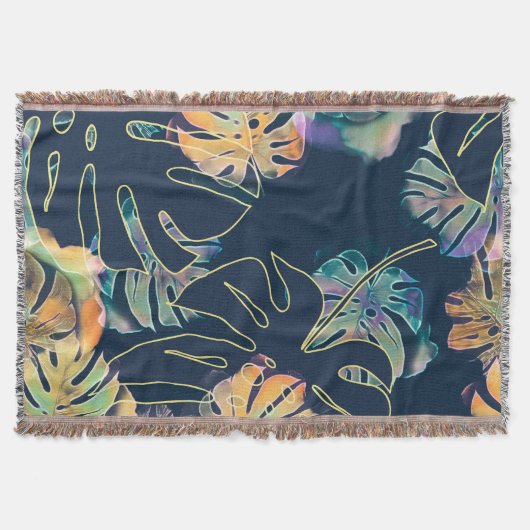 Couverture Feuilles exotiques peints à la main : motif sans c (Devant)