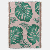 Couverture Feuilles Pink & Green Palm sans couture Motif (devant Vertical)