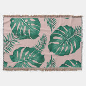 Couverture Feuilles Pink & Green Palm sans couture Motif (Devant)
