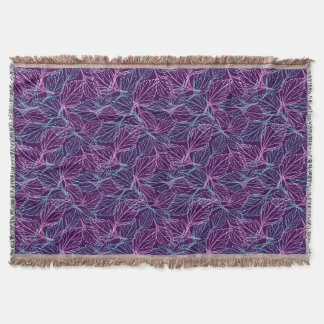 Couverture Feuilles stylisées rose et turquoise Motif violet