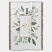 Couverture Feuilles tropicales vertes aquarelles Monogramme (devant Vertical)