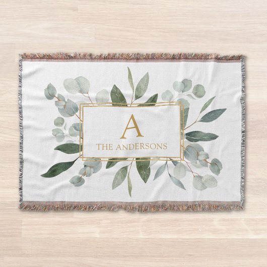 Couverture Feuilles tropicales vertes aquarelles Monogramme