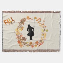Fille d'automne sur graphique à balançoire _Feuill