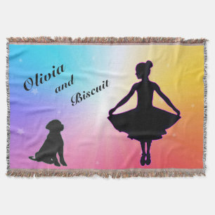 Couverture Filles Rainbow Stars Danseuse et chien Jetez la co