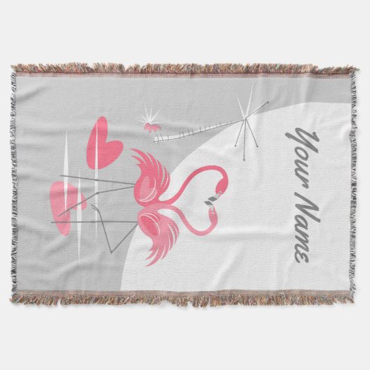 Couverture Flamant rose Amour Grande Lune Nom vertical (Devant)
