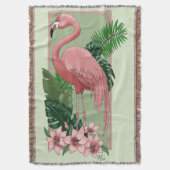 Couverture Flamant Rose Feuilles Vertes Lily (devant Vertical)