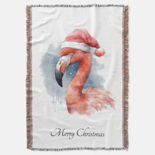 Couverture Flamant rose père Noël Snowbird, personnalisé (devant Vertical)