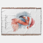 Couverture Flamant rose père Noël Snowbird, personnalisé (Devant)