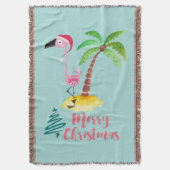 Couverture Flamant rose Rose Dans Un Chapeau De Père Noël Par (devant Vertical)