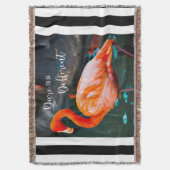 Couverture Flamant rose rose Photo Noir Blanc Stripe Odeur Ci (devant Vertical)