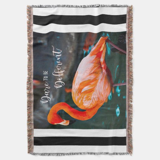 Couverture Flamant rose rose Photo Noir Blanc Stripe Odeur Ci (devant Vertical)