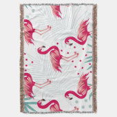 Couverture Flamingo tropical et feuille, motif d'été. (devant Vertical)