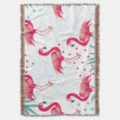 Couverture Flamingo tropical et feuille, motif d'été. (devant Vertical)