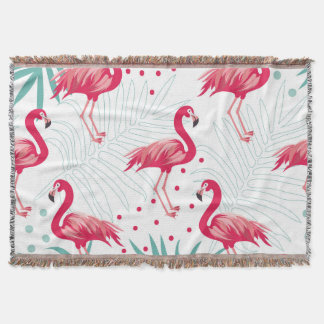 Couverture Flamingo tropical et feuille, motif d'été.