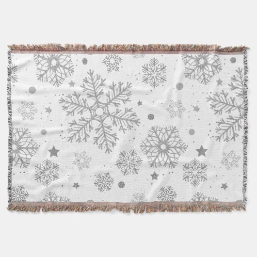 Couverture Flammes de neige en argent sur blanc (Devant)