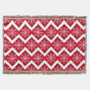 Couverture Flammes de neige rouges et blanches de Noël Motif