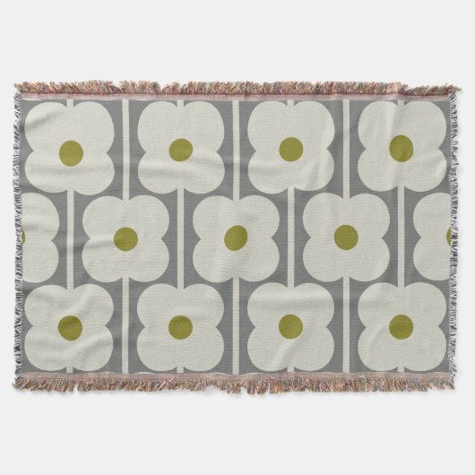 Couverture Fleur Abacus et petite tige motif blanc & gris (Devant)