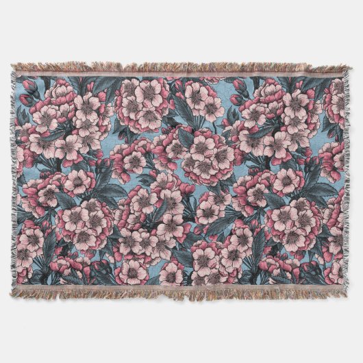 Couverture Fleur de cerisier rose et bleu (Devant)