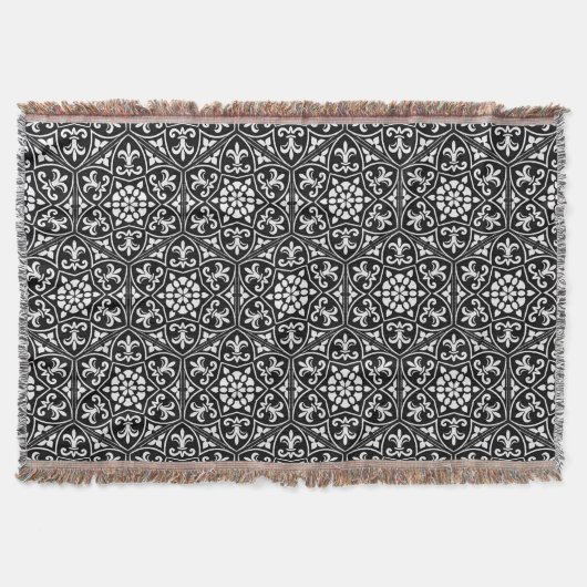 Couverture Fleur de lis noir&blanc motif floral vertical (Devant)