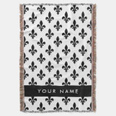 Couverture Fleur de Lis, Noir sur Blanc, Noir, Votre Nom (devant Vertical)