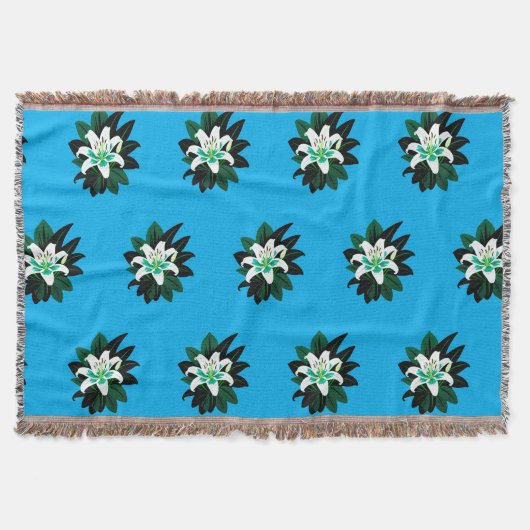 Couverture Fleur de lys blanche avec feuilles vert foncé (Devant)