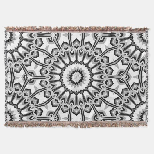 Couverture Fleur de mandala géométrique monochrome (Devant)